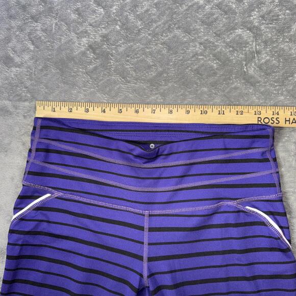 Athleta Womens Black And Purple Striped Workout Athletic Sporty Leggings Size S - Picture 5 of 7
